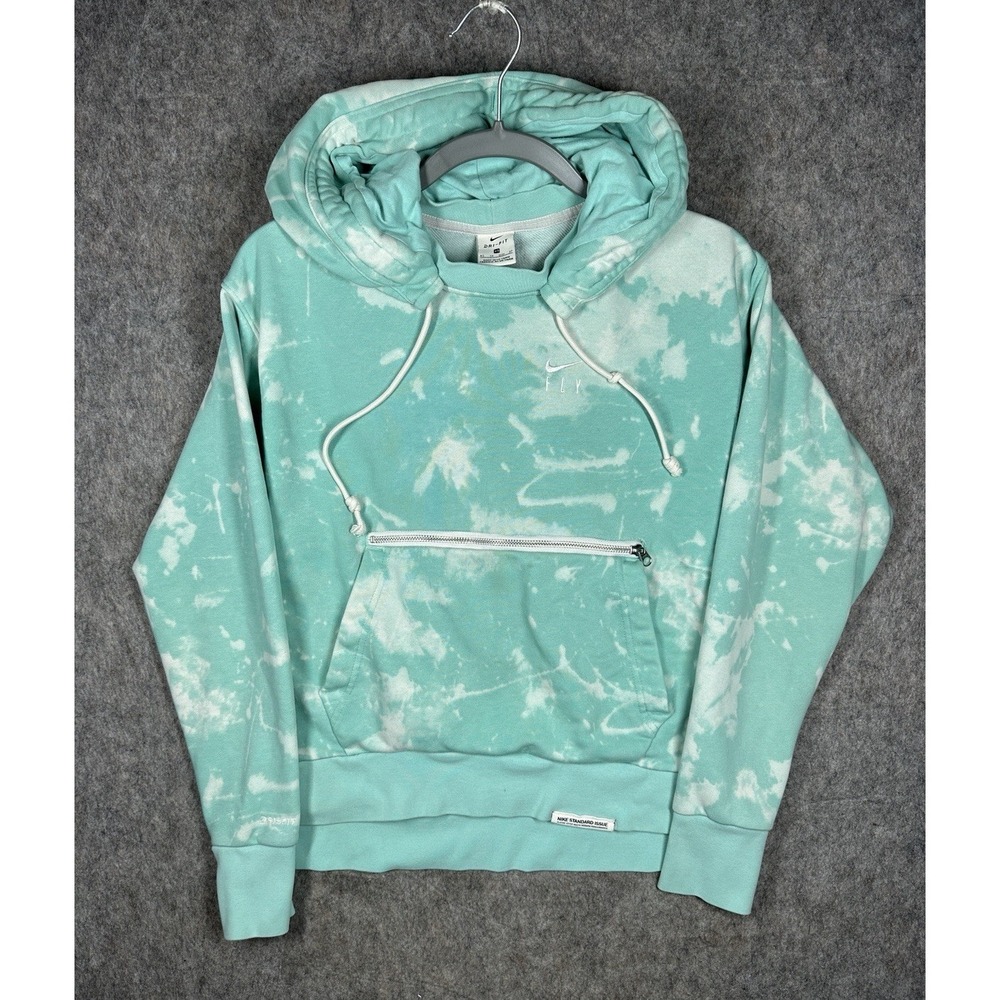 Nike Standard Issue FLY Tie Dye Hoodie XS Dri-FIT Zip Pocket Teal DC5204-382